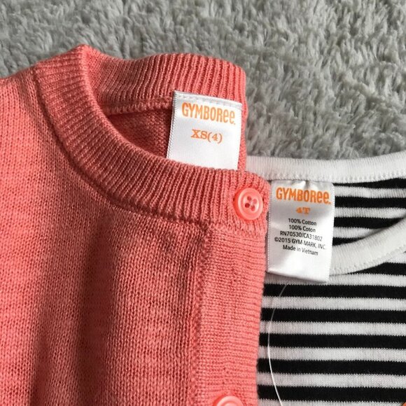 NWT Gymboree sz 4T chambray stripe dress, sz XS (4) coral cardigan, lot of 2 NEW - Picture 8 of 13